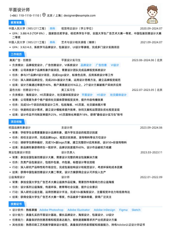 平面设计师简历模板